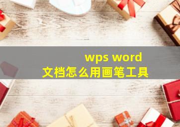 wps word文档怎么用画笔工具